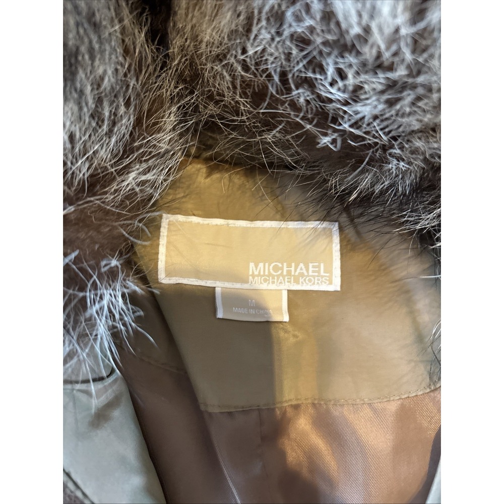 Michael Kors Beige Down Filled Puffer Jacket Womens Medium M Raccoon‎ Fur - Picture 4 of 10